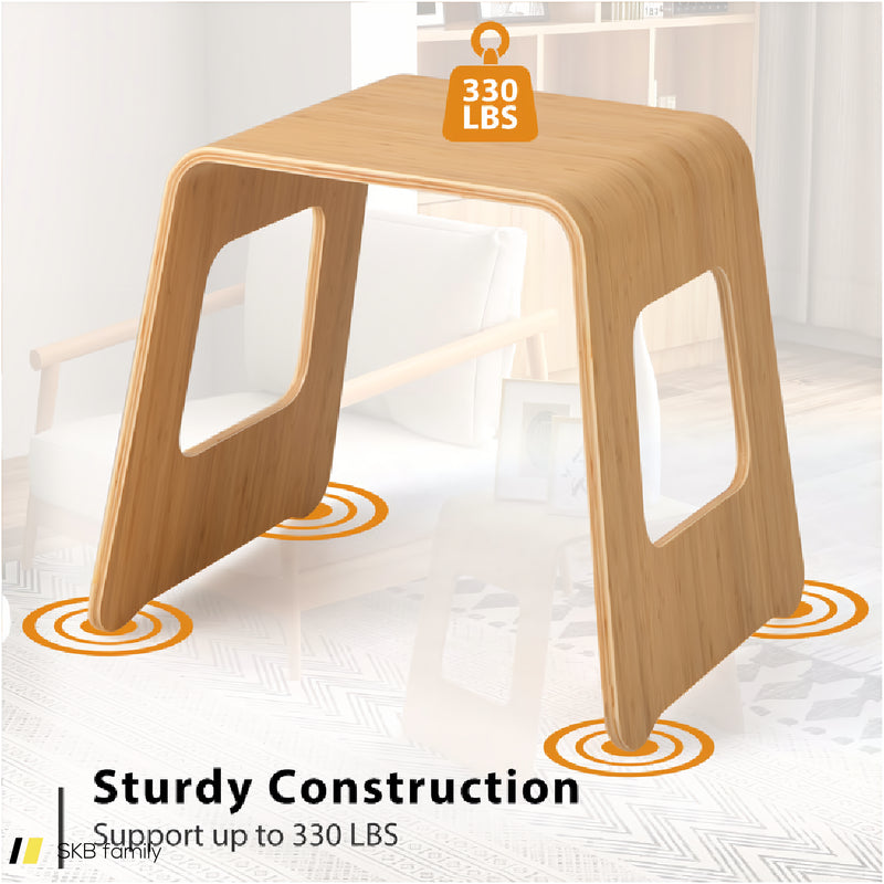 4-Pack Stackable Bamboo Stool With Anti-Skid Foot Pads 240615-230940