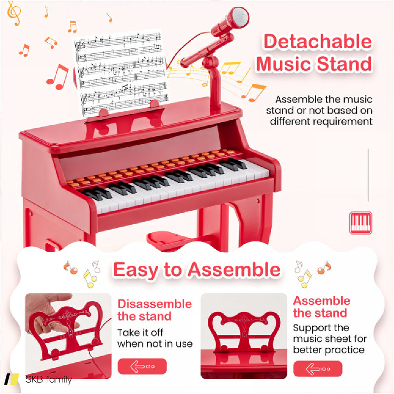 37 Keys Music Piano With Microphone Kids Piano Keyboard With Detachable Music Stand 240615-230942