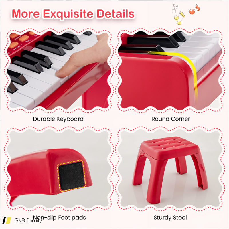 37 Keys Music Piano With Microphone Kids Piano Keyboard With Detachable Music Stand 240615-230942