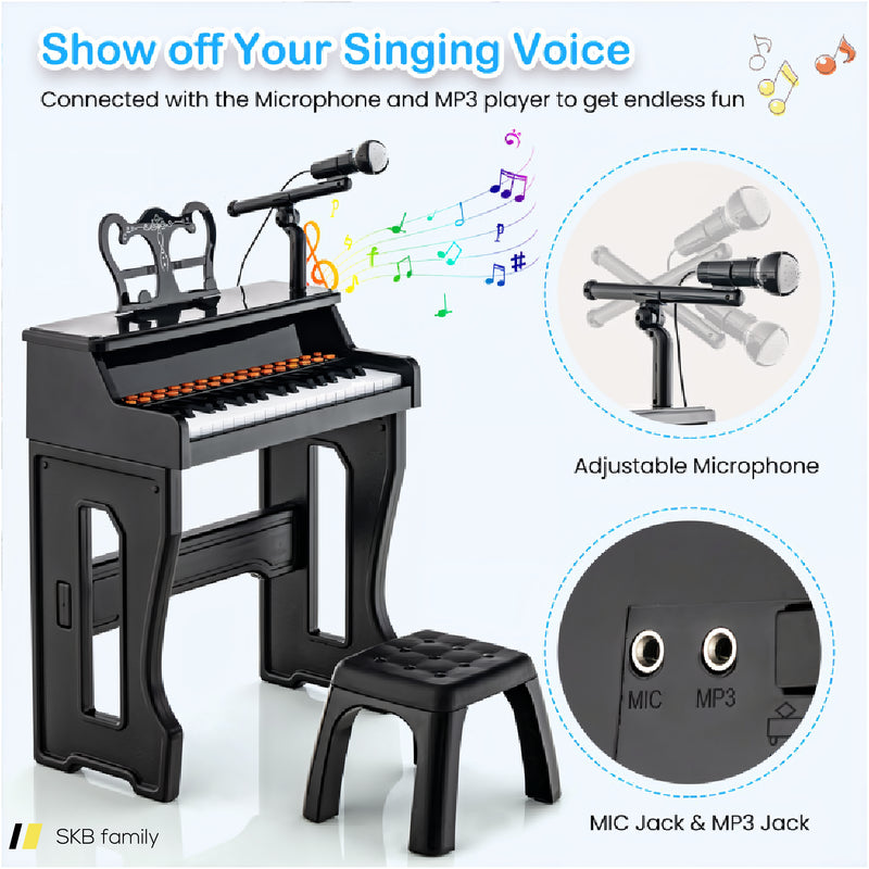 37 Keys Music Piano With Microphone Kids Piano Keyboard With Detachable Music Stand 240615-230942