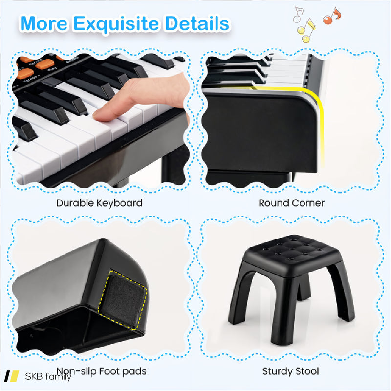 37 Keys Music Piano With Microphone Kids Piano Keyboard With Detachable Music Stand 240615-230942