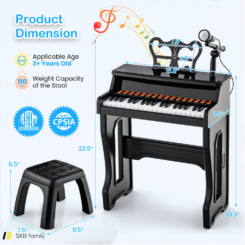 37 Keys Music Piano With Microphone Kids Piano Keyboard With Detachable Music Stand 240615-230942