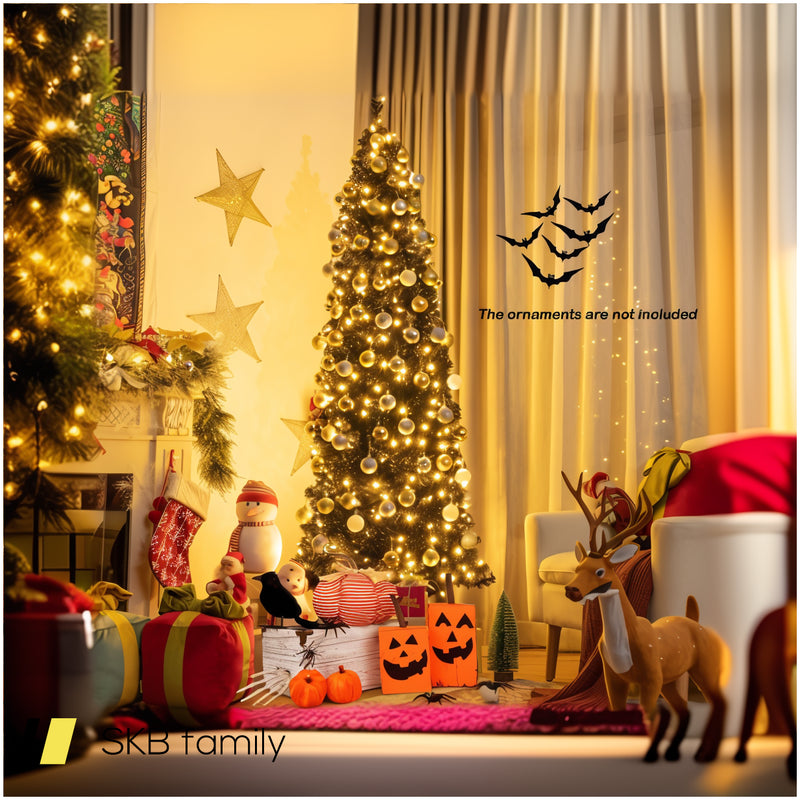 Pre-Lit Christmas Halloween Tree With Pvc Branch Tips And Warm White Lights 240615-230944