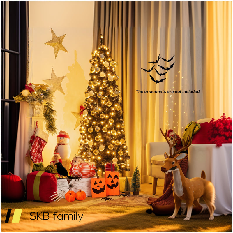 Pre-Lit Christmas Halloween Tree With Pvc Branch Tips And Warm White Lights 240615-230944