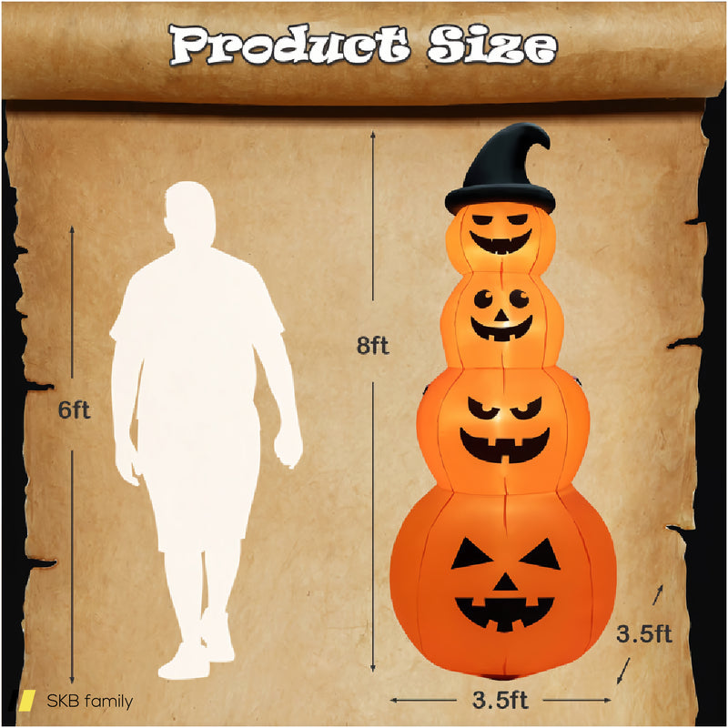 8 Feet Inflatable Halloween Pumpkins Stack With Built-In Led Lights 240615-230945