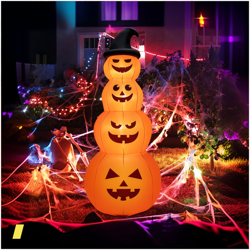 8 Feet Inflatable Halloween Pumpkins Stack With Built-In Led Lights 240615-230945