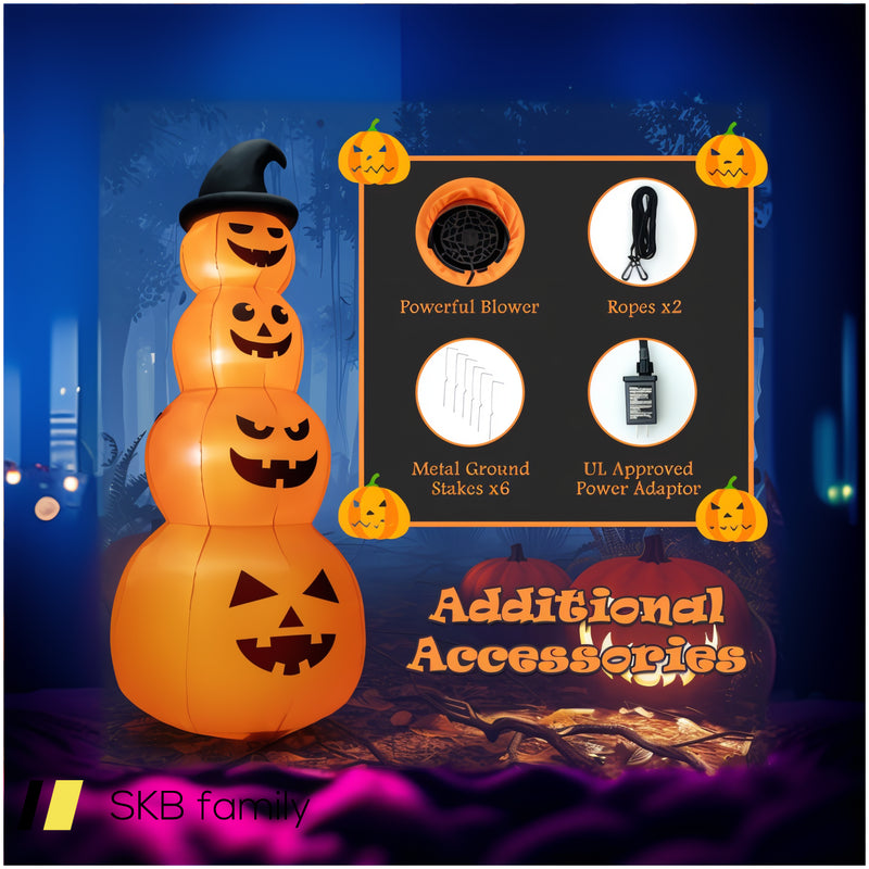 8 Feet Inflatable Halloween Pumpkins Stack With Built-In Led Lights 240615-230945