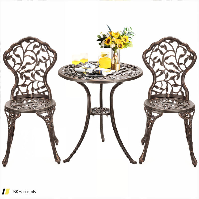 3 Pieces Cast Aluminum Bistro Set 240615-230946