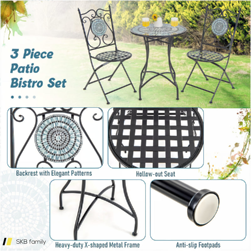 3 Pieces Mosaic Pattern Metal Dining Set 240615-230947