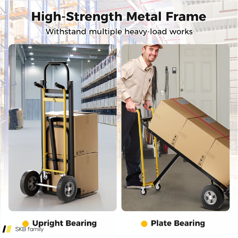 3-In-1 Convertible Hand Truck Metal Dolly Cart With 4 Rubber Wheels For Transport 240615-230948