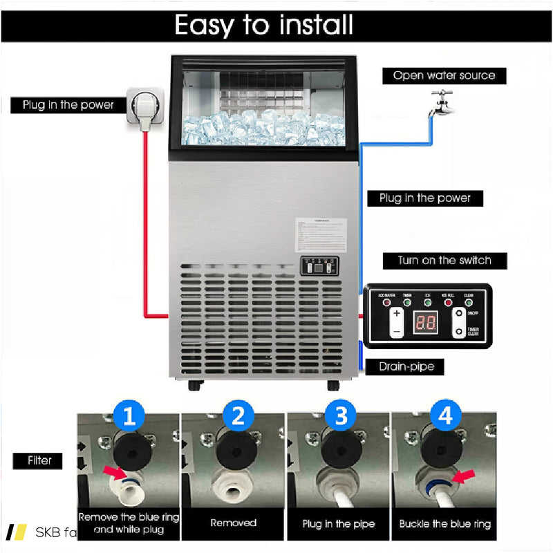 Portable Built-In Stainless Steel Commercial Ice Maker 240615-230949