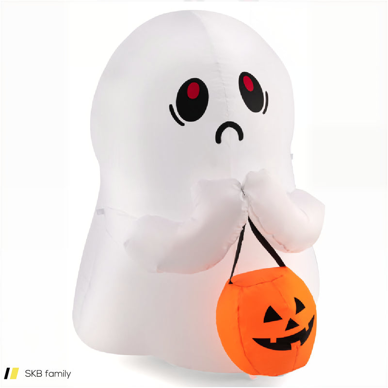 4 Feet Halloween Inflatable Ghost Holding Pumpkin Decor With Led Lights 240615-230950