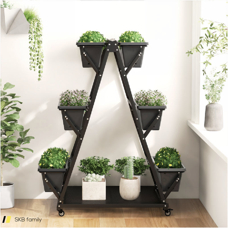 3-Tier Vertical Raised Garden Bed With 4 Wheels And 6 Container Boxes 240615-230952