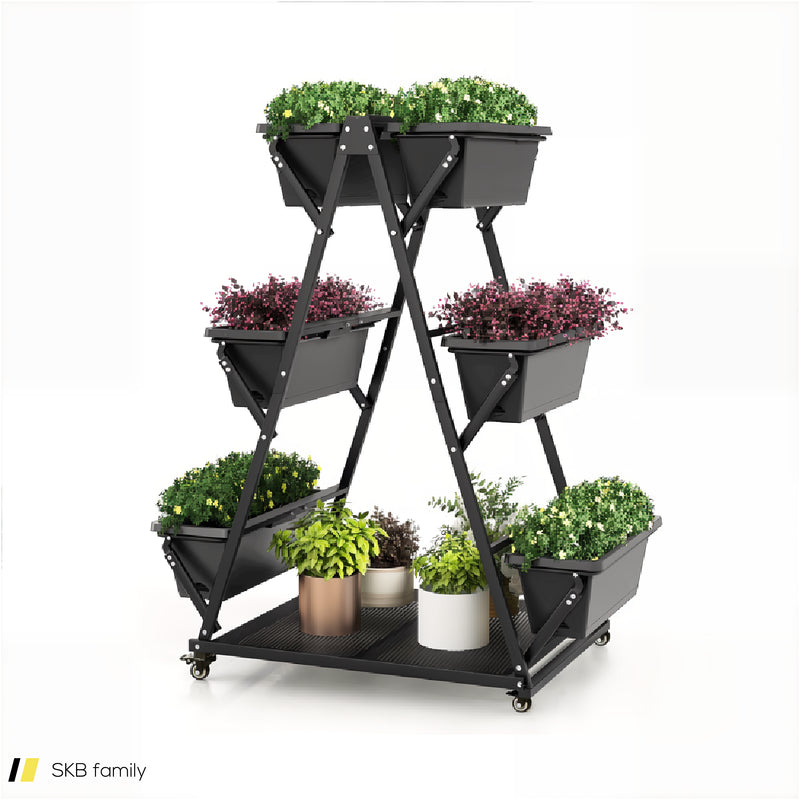 3-Tier Vertical Raised Garden Bed With 4 Wheels And 6 Container Boxes 240615-230952