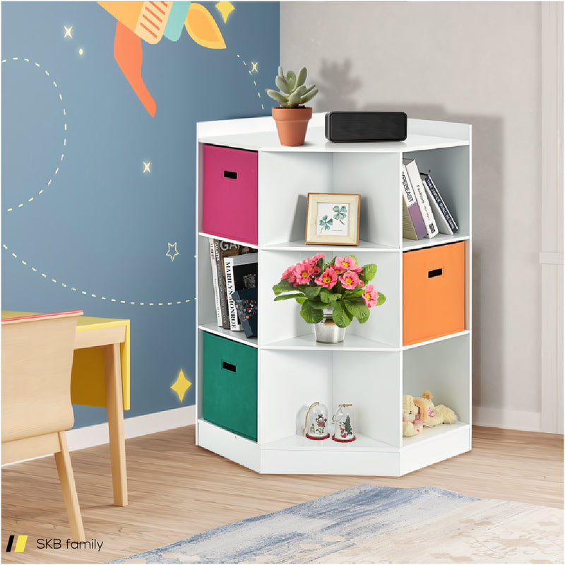 3-Tier Kids Storage Shelf Corner Cabinet With 3 Baskets 240615-232926