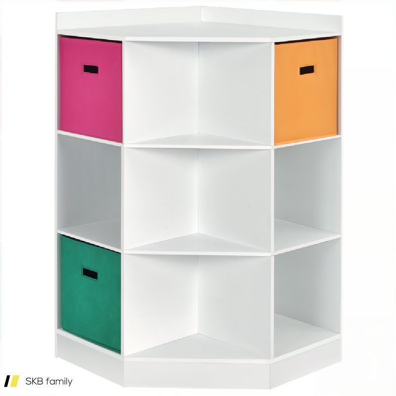 3-Tier Kids Storage Shelf Corner Cabinet With 3 Baskets 240615-232926