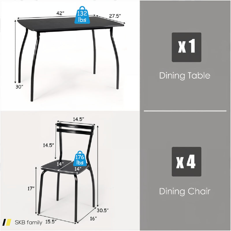 5 Pieces Dining Table Set With 4 Chairs 240615-232945