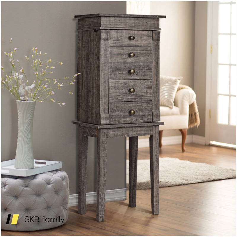 Standing Jewelry Cabinet With 5 Drawers And Top Flip Mirror 240115-214200