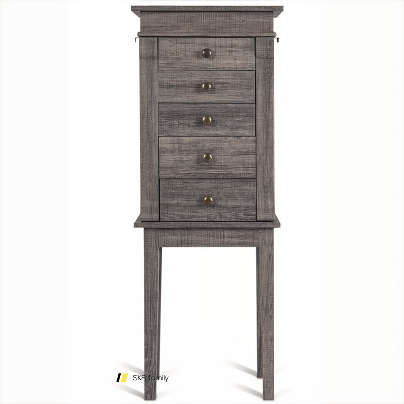 Standing Jewelry Cabinet With 5 Drawers And Top Flip Mirror 240115-214200