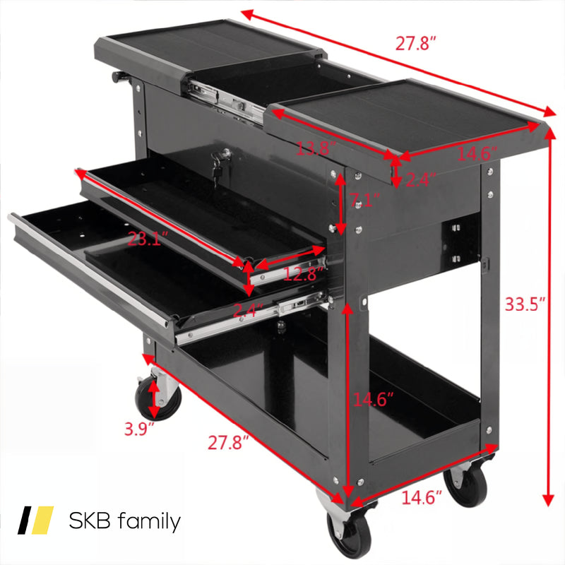 Rolling Mechanics Tool Cart Slide Top Utility Storage Cabinet Organizer 2 Drawers 240115-214448