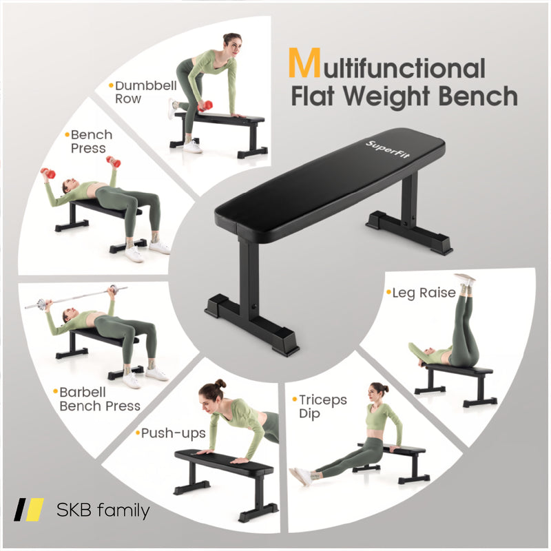 Flat Weight Bench 660 Lbs Heavy Duty Strength Training Bench 240115-214538