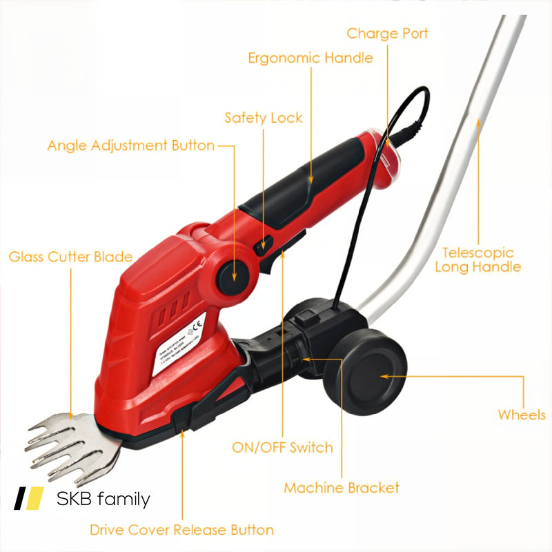 7.2v Cordless Grass Shear With Extension Handle And Rechargeable Battery 240115-214542