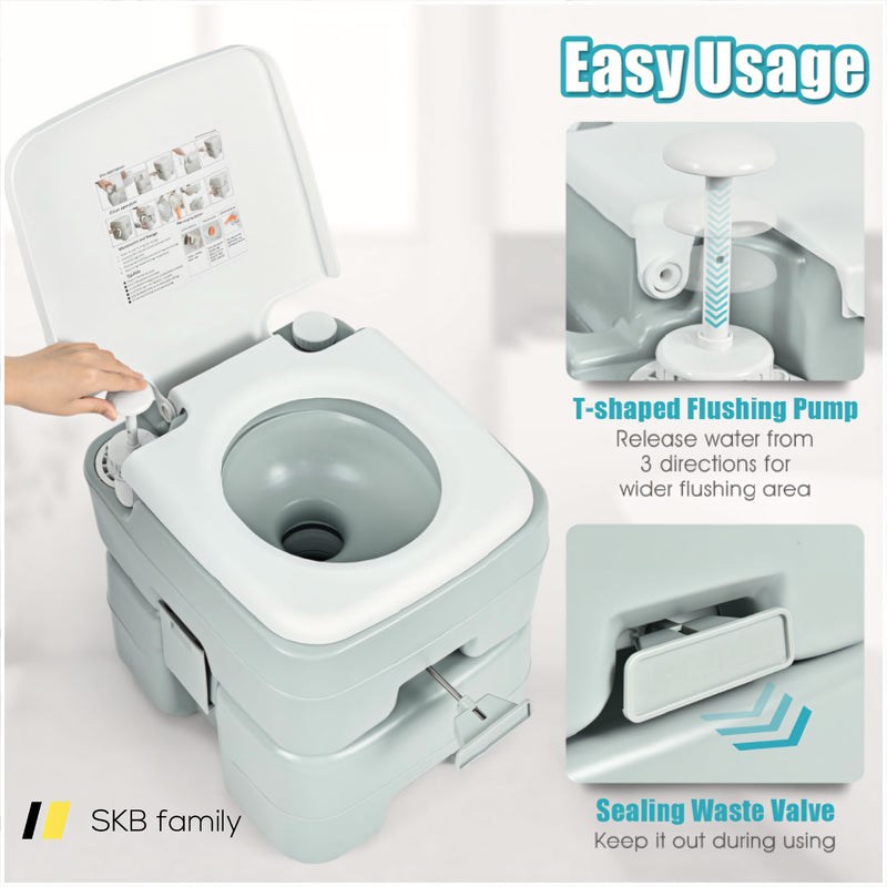 5.3 Gallon 20 L Portable Potty Commode For Rv Camping Indoor Outdoor 240115-214583