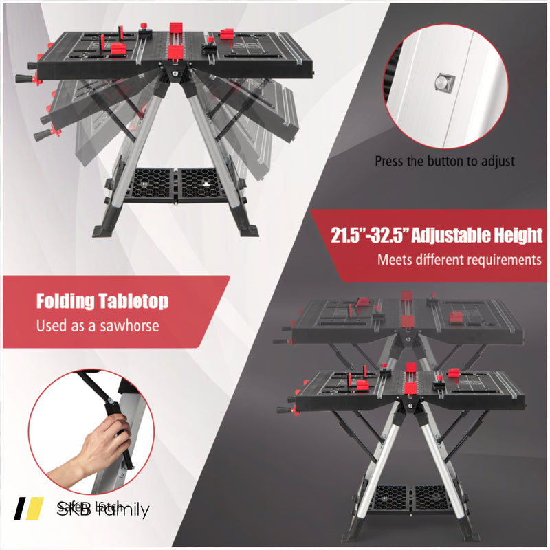 Portable Folding Workbench With Adjustable Height For Garage Home 240115-214602