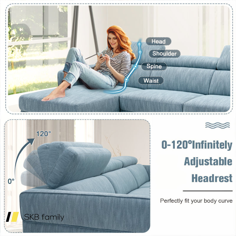 105 Inch L-Shaped Sofa Couch With 3 Adjustable Headrests 240115-214609