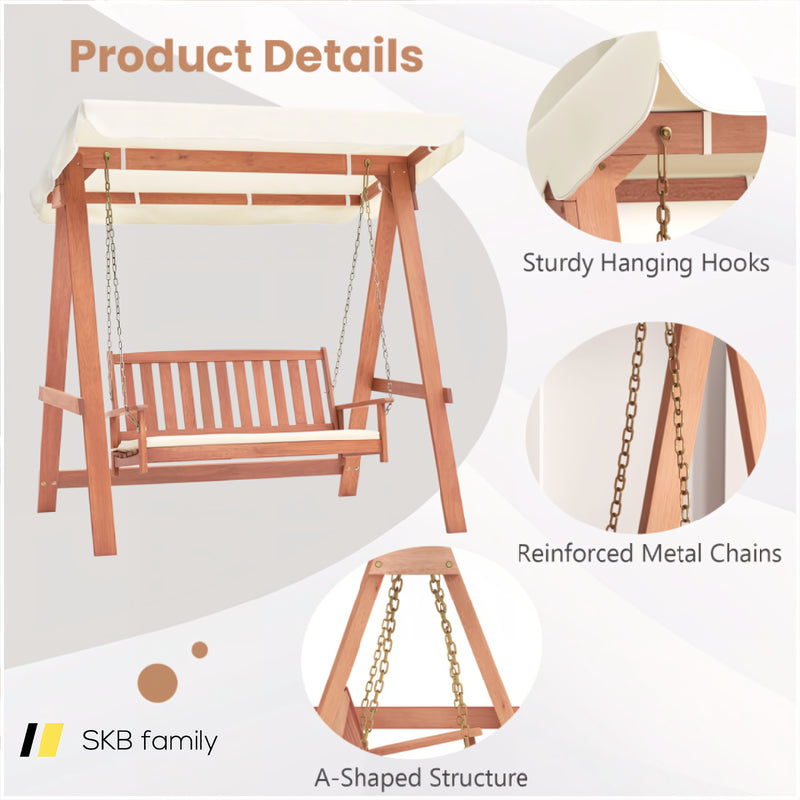 Outdoor 2-Seat Swing Bench W/Ith A Frame And Sturdy Metal Hanging Chainsx 240115-214648