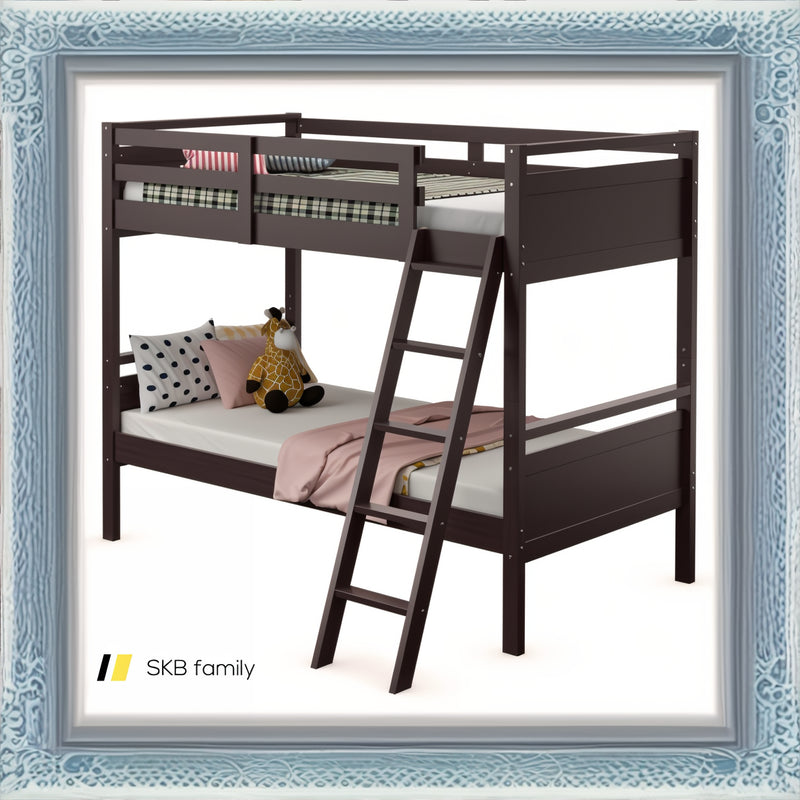 Twin Over Twin Bunk Bed With Ladder And Guard Rail 240115-214661