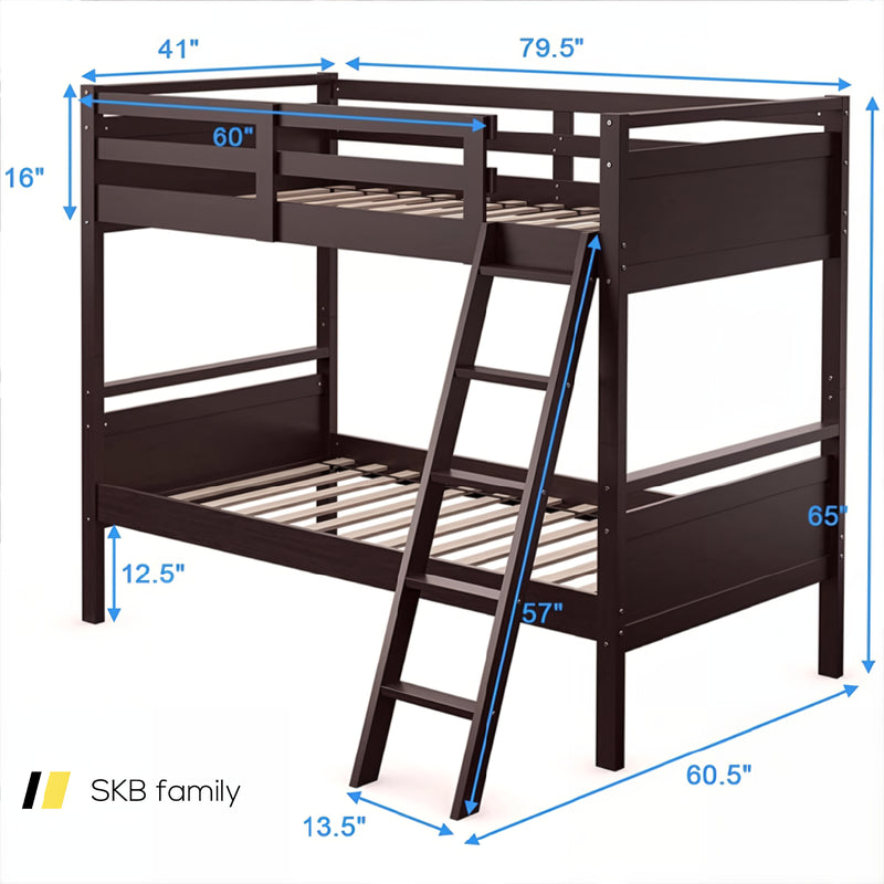 Twin Over Twin Bunk Bed With Ladder And Guard Rail 240115-214661