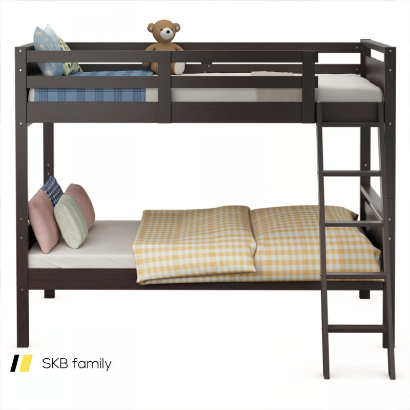 Twin Over Twin Bunk Bed With Ladder And Guard Rail 240115-214661