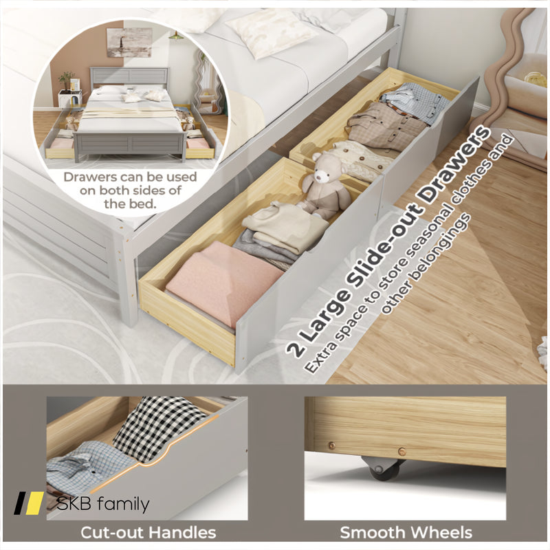 Full Size Bed Frame With Storage Drawers And Solid Wood Headboard 240115-214703