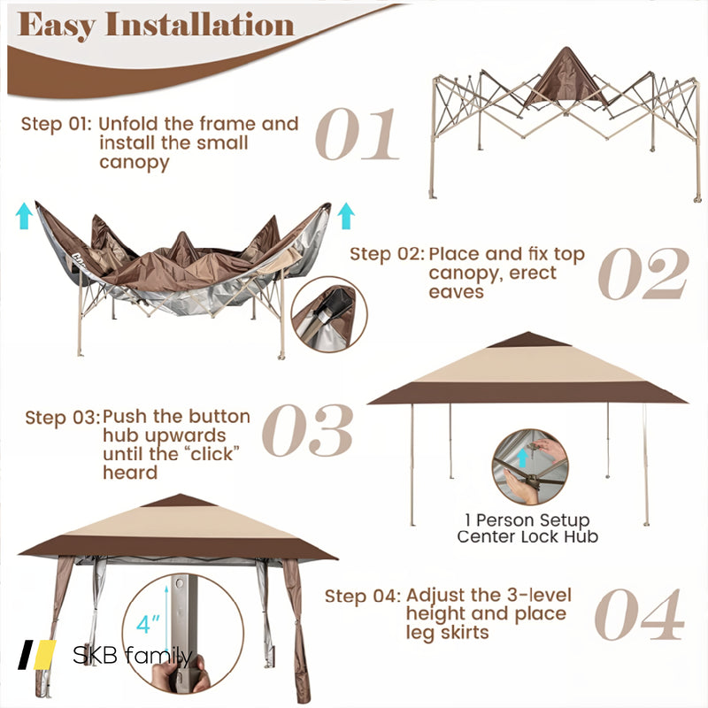 13 X 13 Feet Pop-Up Feet Patio Gazebo With Wheels 240115-214740