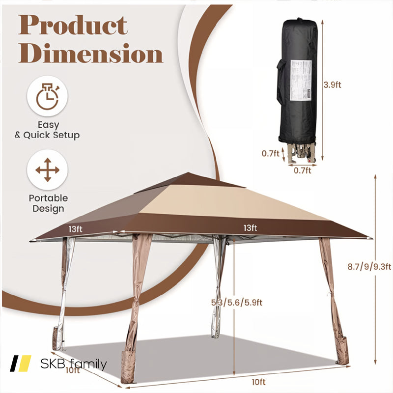 13 X 13 Feet Pop-Up Feet Patio Gazebo With Wheels 240115-214740