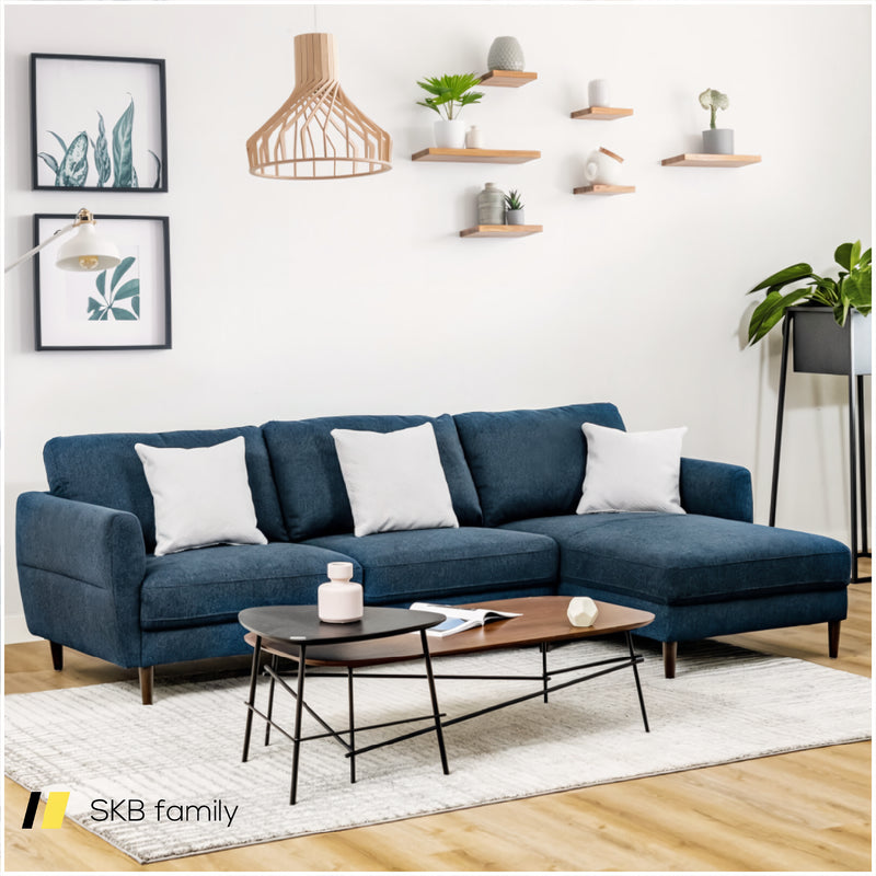 L-Shaped Fabric Sectional Sofa With Chaise Lounge And Solid Wood Legs 240115-214741