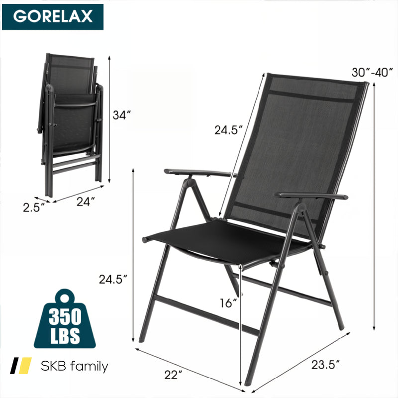 Set Of 2 Adjustable Portable Patio Folding Dining Chair Recliners 240115-214759