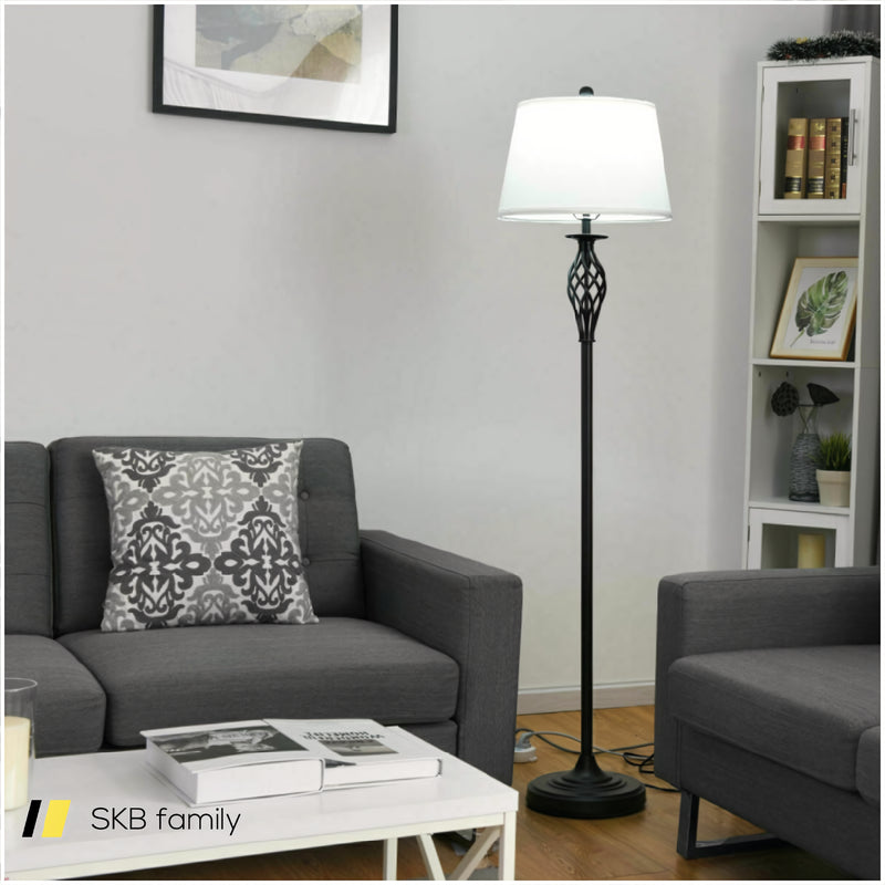 2 Table Lamps 1 Floor Lamp Set With Fabric Shades 240115-214793