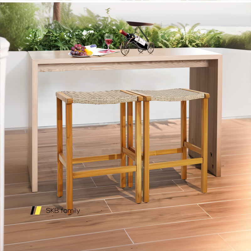 Patio Wood Bar Stools Set Of 2/4 240115-214982