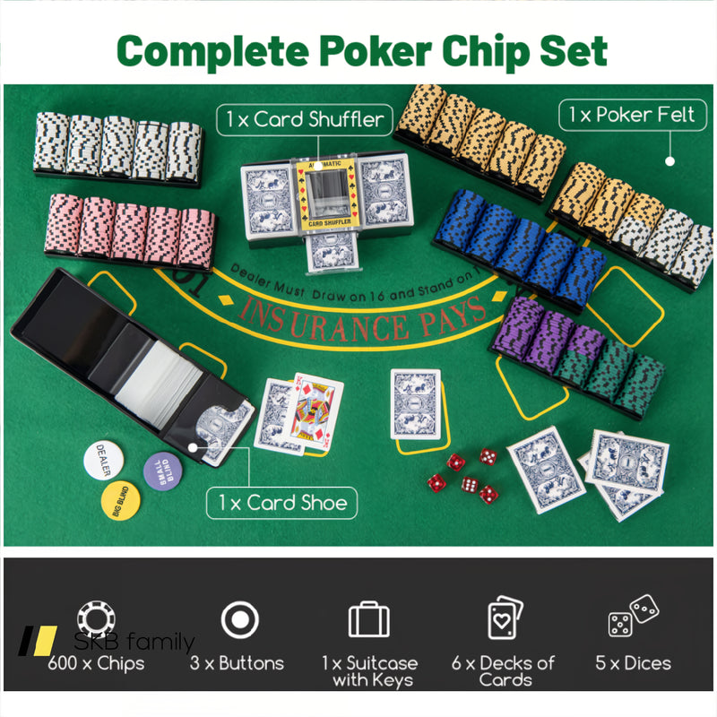 600-Piece Poker Chip Set 14 Gram Claytec Chips With Carrying Case 240115-215047