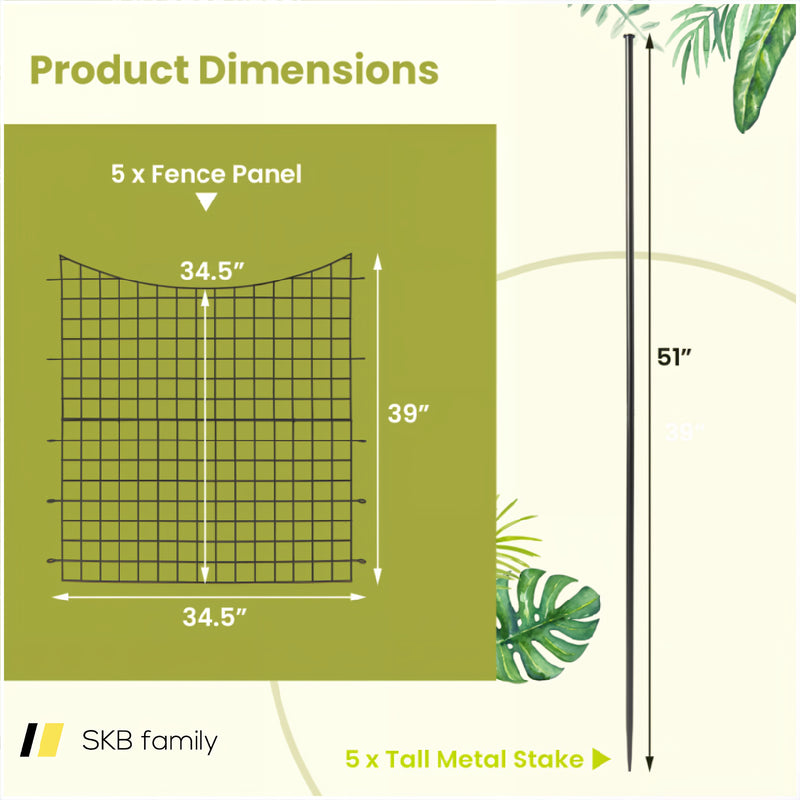 Decorative Garden Fence With 5 Panels And 5 Stakes 240115-215071