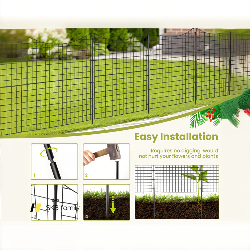 Decorative Garden Fence With 5 Panels And 5 Stakes 240115-215071