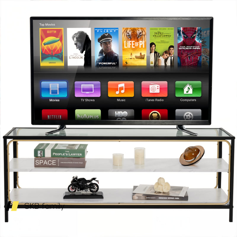 3-Tier Tv Stand For Tvs Up To 50 Inch With Tempered Glass Top 240115-215111