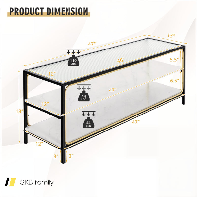 3-Tier Tv Stand For Tvs Up To 50 Inch With Tempered Glass Top 240115-215111