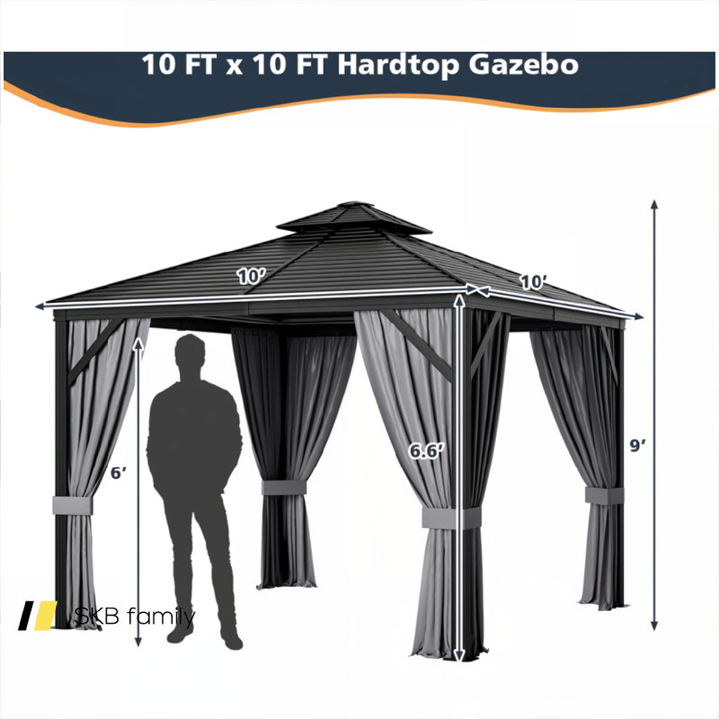 10 X 10 Feet Double-Top Hardtop Gazebo With Galvanized Steel Roof 240115-215114