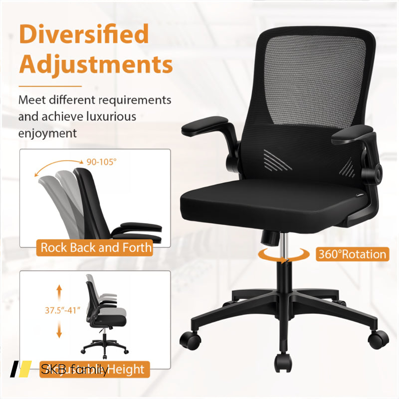 Swivel Mesh Office Chair With Foldable Backrest And Flip-Up Arms 240115-215128