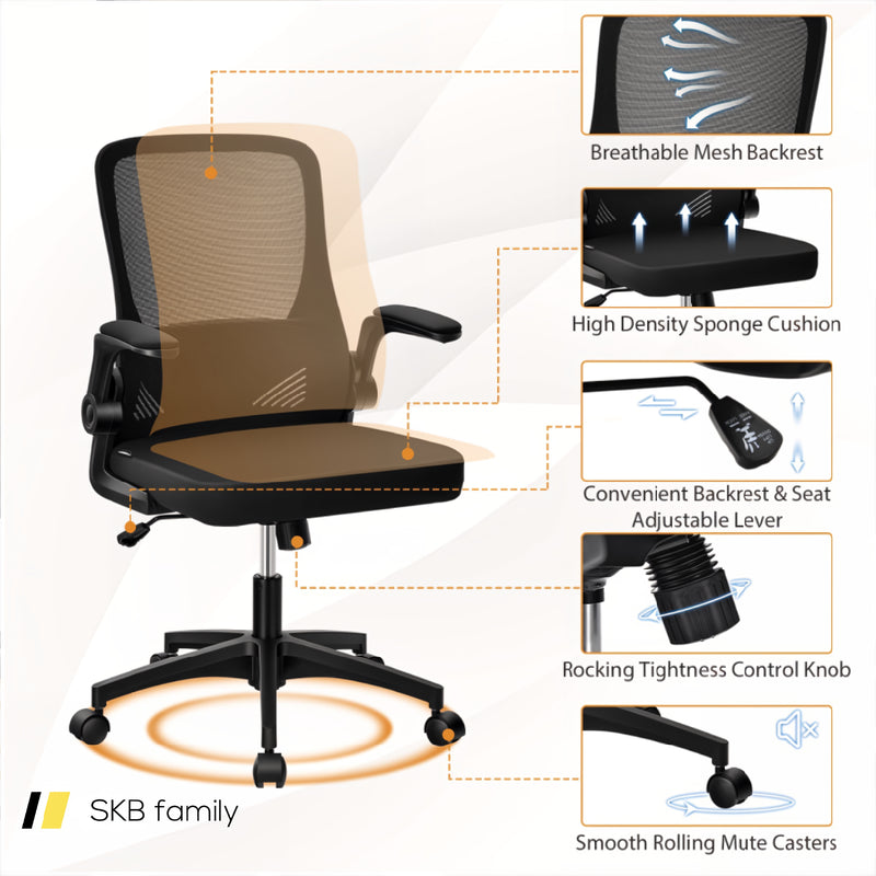 Swivel Mesh Office Chair With Foldable Backrest And Flip-Up Arms 240115-215128