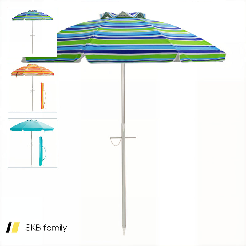 6.5 Feet Beach Umbrella With Carry Bag Without Weight Base 240115-215208