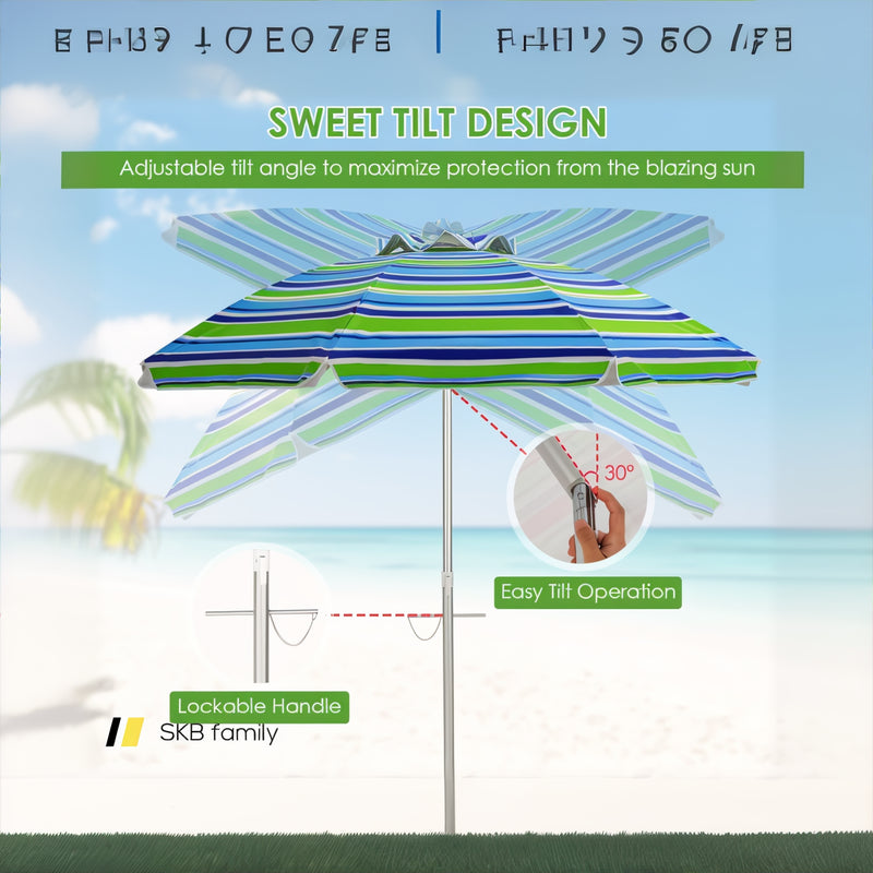 6.5 Feet Beach Umbrella With Carry Bag Without Weight Base 240115-215208